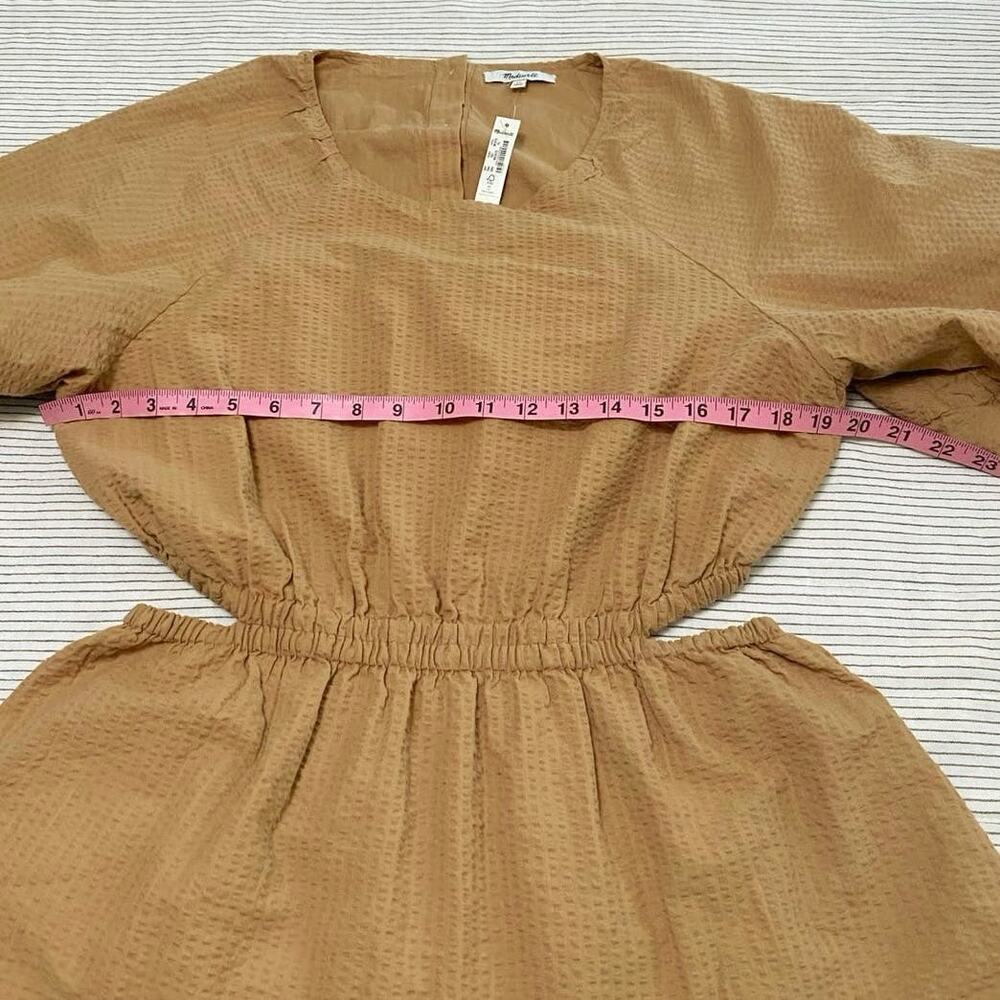 Madewell Seersucker Puff Sleeve Cutout western Mini Girly Preppy Dress Size XL - Picture 4 of 10